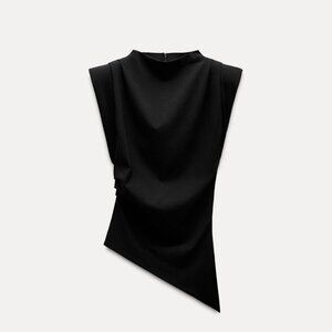 ZARA Asymmetric Shoulder Pad Top - L